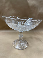 Slanted Clear Glass Pedestal Candy Dish