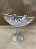 Slanted Clear Glass Pedestal Candy Dish