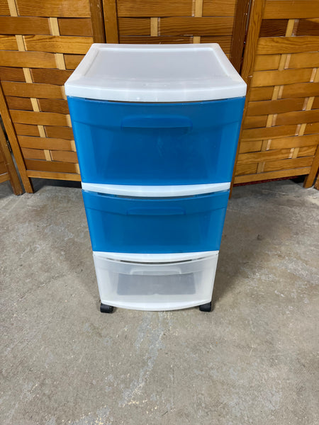 Plastic Three Drawer Storage on Casters