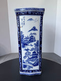Heavyweight Blue & White Chinoiserie Ceramic Umbrella Stand