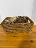 Basket Of Grapevine And Straw Orbs