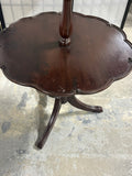 Two Tier Pie Crust Accent Table with Tripods Base