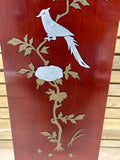 Wood Panel with Vine/Bird Tree Inlay