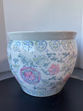 Pastel Floral Asian Inspired Ceramic Fishbowl Planter
