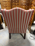Henredon Stripe Wingback Chair With Arm Covers