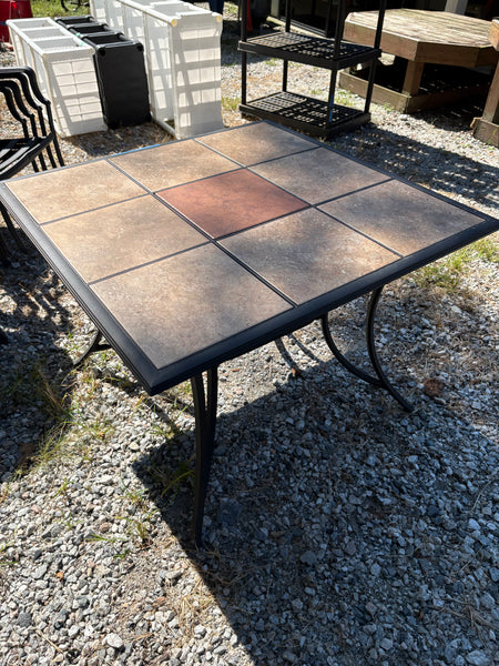 Bronze Tone Outdoor Table w/Tile Top