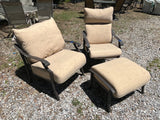 3 pc. Patio Set with Cushions by Tropitone: 2 Chairs and Ottoman, lightweight aluminum