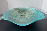 Large Iridescent Turquoise Reverse Painted Wave Centerpiece Bowl