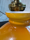 Pair Of Brass Kerosene Lamps With Honey Amber Glass Shade ** READ DESCRIPTION CAREFULLY**