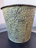 Rustic Green Embossed Large Metal Planter