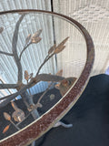 Black & Copper Tone Metal Bird in Branches Accent Table