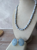 Periwinkle Vintage Beaded Necklace & Earrings Set