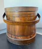 Primitive Vintage Wooden Firkin Sugar Bucket with Scoop