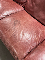 Natuzzi Leather Sofa, deep red tone