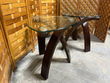 Glass Top Side Tables with Bentwood Bases, (2)