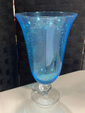 Blue Glass Footed Goblet Style Vase