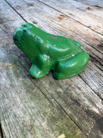 Small Cement Garden Frog, Painted Green