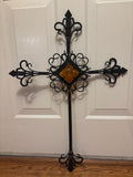 Iron Cross with Glass Accent Wall Hanging