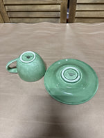 (B) Green Pottery Barn Mug And Saucer