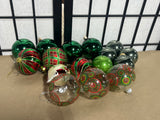 16 pc Red & Green Glass Ornaments, Lot Q