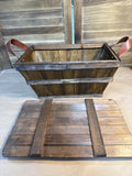 Harry And David Wooden Basket With Faux Leather Handles