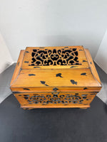 Kirklands Reticulated Distressed Wooden Keepsake Box