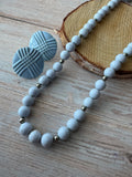 Periwinkle Vintage Beaded Necklace & Earrings Set