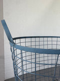Farmhouse Style Blue Large Wire Storage Basket with Handles