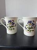 Pair of Daisy & Pansy Portmeirion Garden Botanic Flared Coffee Mugs