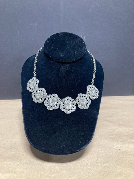 Floral Silver Tone Necklace