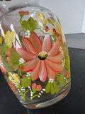 Orange & Yellow Floral Hand Painted Glass Vase