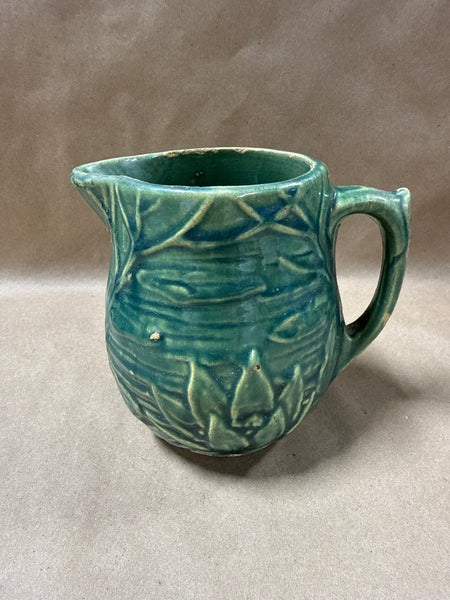 (F) Green McCoy Lotus Flower Pottery Pitcher