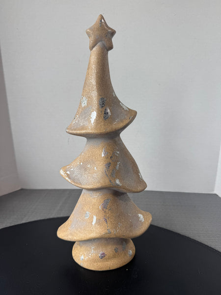 Pier 1 Imports Silver Leaf Textured Ceramic Christmas Tree
