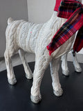 Pair of Glittery Faux Cable Knit Sweater Resin Deer