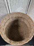 XL Water Hyacinth & Two Tone Woven Storage Basket with Handles