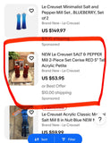 Le Creuset Ceris/Red Salt and Pepper Mills, Plastic