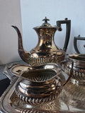 5-Piece Vintage Silver Plate Tea Set with WM Rogers Evandale Tray