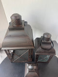 Trio of Distressed Bronzed Metal Lanterns