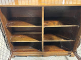 Vintage Wooden Cabinet with Double Doors with Diamond Pattern Wire Mesh Design