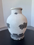 Rustic Distressed White Painted Terra Cotta Olive Jar or Vase