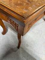 Asian Style Carved Coffee Table with Protective Glass