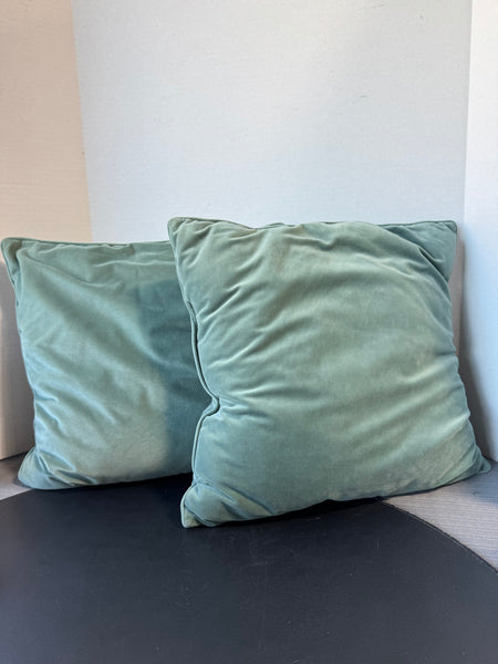 Pair of Dusty Teal Velvet Throw Pillows