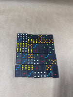 (A) Double Six Color-Dot Dominoes With Box — 28 Dominoes