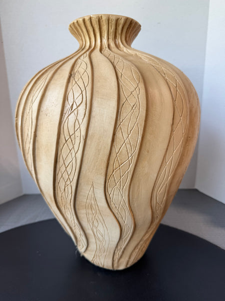 Large Decorative Etched Pottery Vase