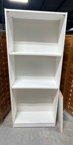 B- White Particle Board Bookcase with 4 Shelves