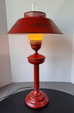 Orange Toleware Vintage Table Lamp (WORKS)