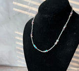 Pink & Clear Iridescent Beaded Necklace