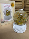 Twirling Swan Glitter Globe With Box WORKS