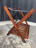 Brown Wooden Folding Luggage Rack with Bottom Shelf