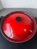 Le Creuset Cast Iron Enamel Wok with Lid in Cerise Red